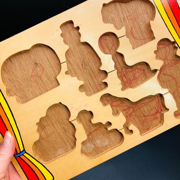 80s Circus Clown Show Wooden Puzzle COMPLETE Vintage Animal Silhouette Shape - Picture 10 of 10